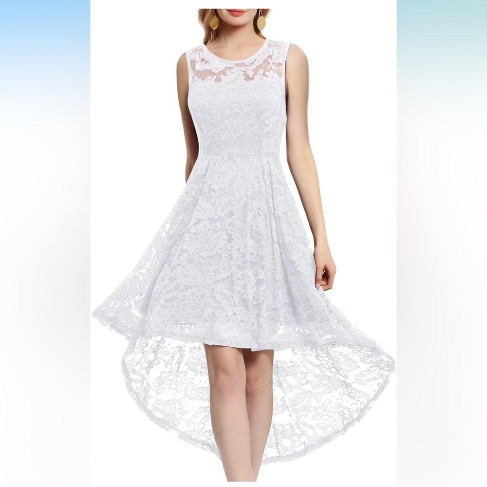 Elegant Lace High-Low Dress